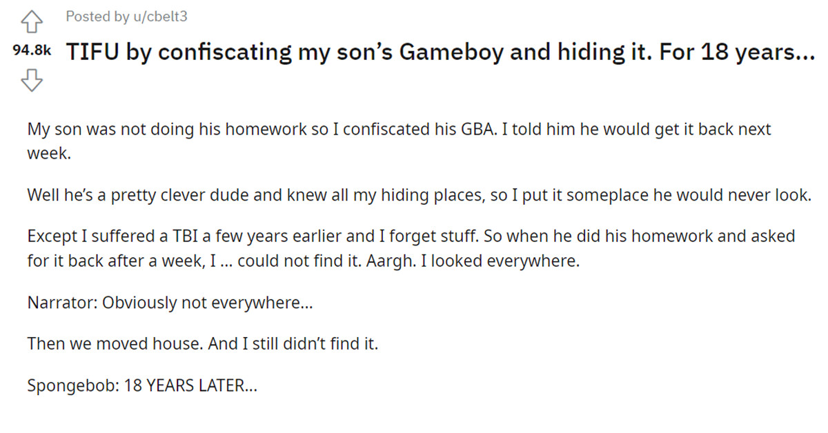 After 18 Years, Dad Returned His Son’s Gameboy Advance He Had Confiscated As Punishment