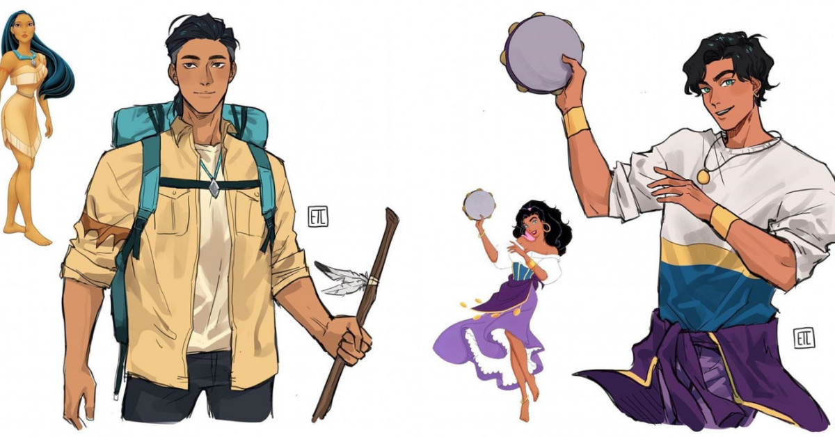 9 Spectacular Transformation Genderbend Illustrations of Famous Disney Princesses