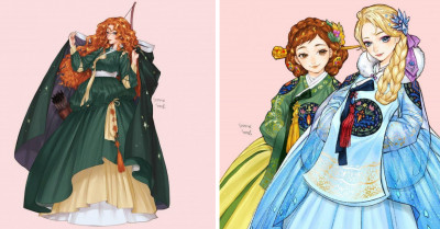 14 Impressive Korean Makeover Illustrations of Disney Princesses