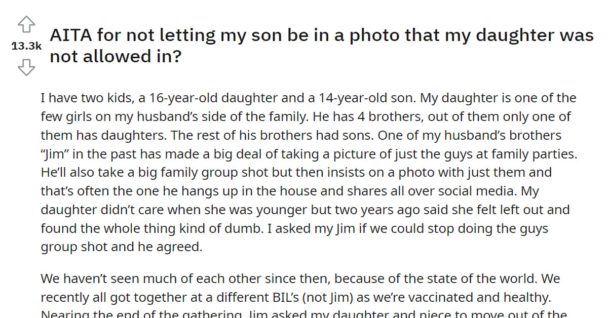 Protective Mom Stands Up For Her Only Daughter After Misogynist Uncle Repeatedly Excludes The Women In "Family" Photos