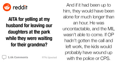Redditor Was Livid After Her Husband Left Their Kids Alone At The Park To Go To Work