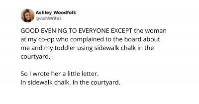 Thoughtful Mom 'Chalks' A Sidewalk Letter To Her 'Karen' Neighbor Who Complained About Her Toddler's Drawings