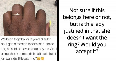 A Woman Received A Really Small Engagement Ring And Redditors Debate If She’s Being Shady For Not Wanting It
