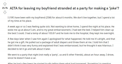 Woman Asks The Internet If She Should Have Left Her Boyfriend Stranded At A Party