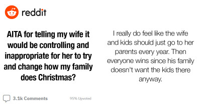Wife Suggests New Ideas To Make Her Hubby's Family's Christmas Child-Friendly And He Dismissed Her Which Immediately Caused A Big Fight