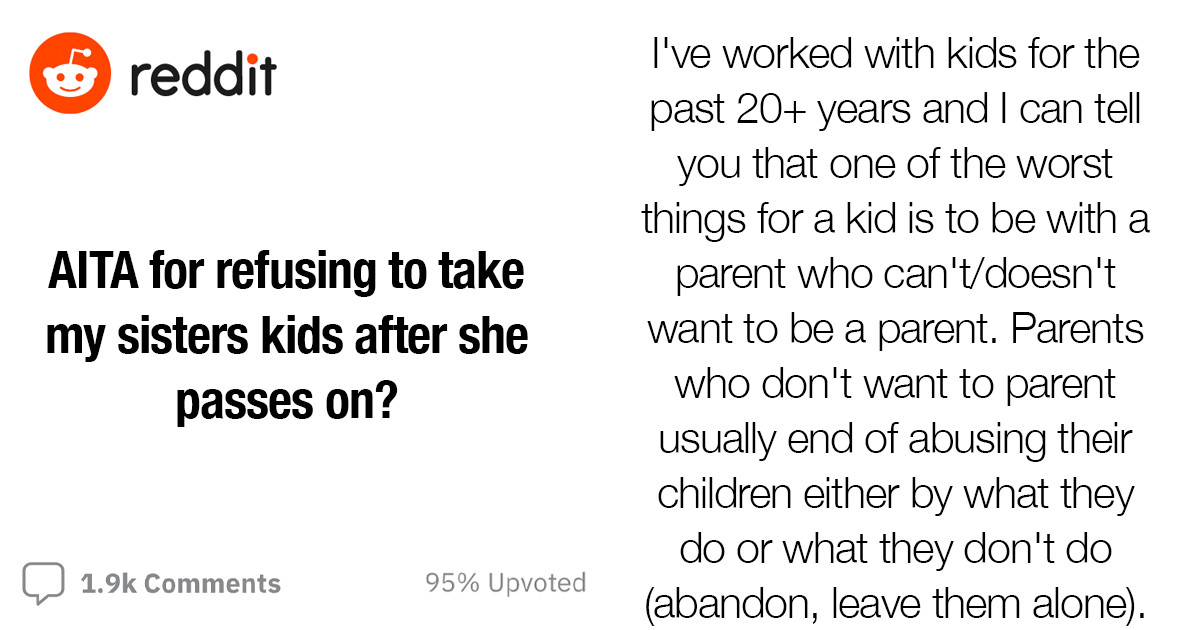 Woman Labeled As Selfish After Refusing To Adopt Her Terminally Ill Sister's Children After She Passes On