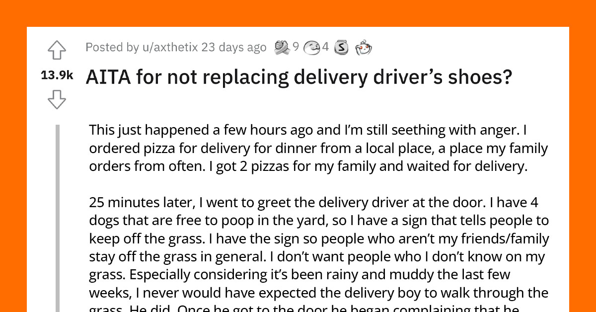 OP Teaches Delivery Guy A Lesson To Not Step On Other People's Lawns And Did Not Pay For His Ruined Shoes
