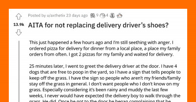 OP Teaches Delivery Guy A Lesson To Not Step On Other People's Lawns And Did Not Pay For His Ruined Shoes