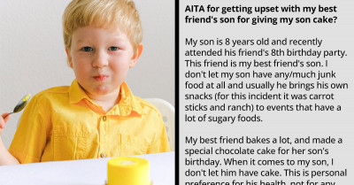 Mom Of The Year Demands For Her Best Friend's Son To Be Punished For 'Pressuring' Her Kid To Eat Birthday Cake