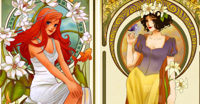 13 Exquisite Disney Princesses Fan Arts in Art Nouveau Style