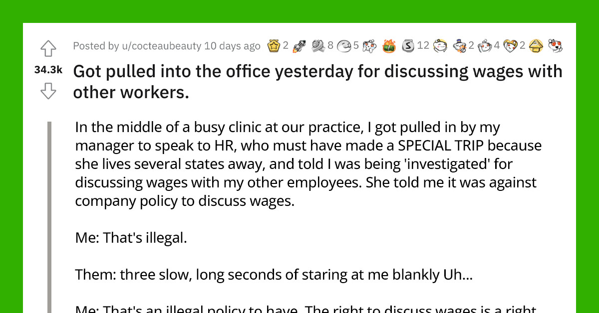 Redditor Calls Out HR When They Told Him It Was Illegal For Employees To Discuss Wages