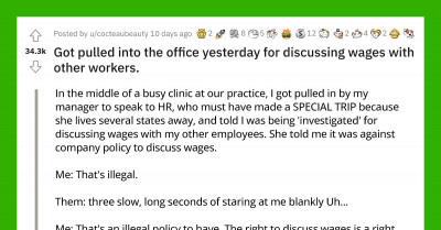 Redditor Calls Out HR When They Told Him It Was Illegal For Employees To Discuss Wages