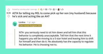 Man With A Flu Disrespects Wife, So She Calls In The Big Guns And Gets MIL Involved