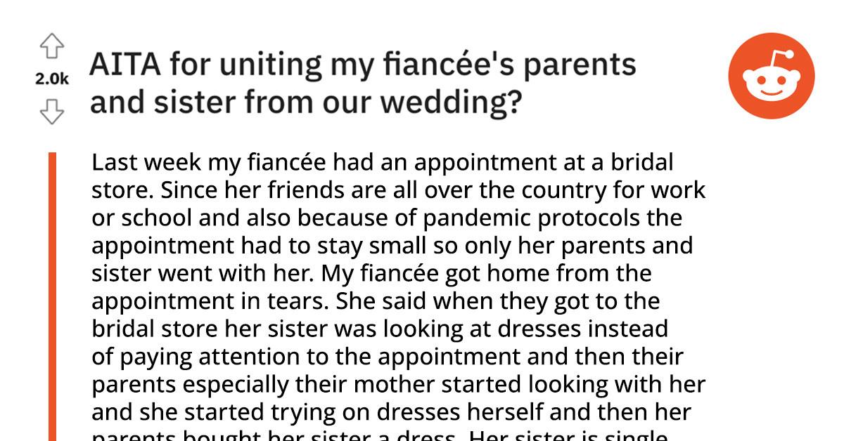 This Guy Uninvited His Fiancee's Family From The Wedding After They Ignored Her While Wedding Dress Shopping