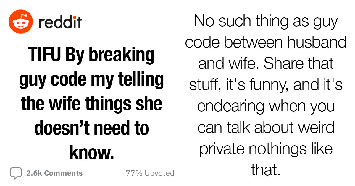 Man Wonders If He Broke “Guy Code” By Sharing A Guy Secret With His Wife