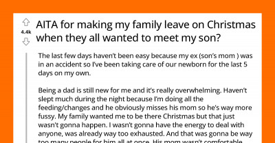 New Dad Makes His Family Leave After They Showed Up Unannounced