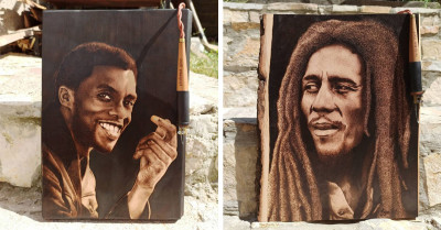 41 Realistic Portraits Of Cultural Icons And Celebrities Made Out Of Burnt Wood That Will Leave You Amazed