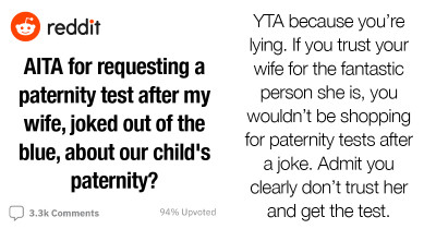 Man Wants A Paternity Test After His Wife Made A Joke That Their Child Wasn’t His, and the Online Community Comes Down Hard on Him