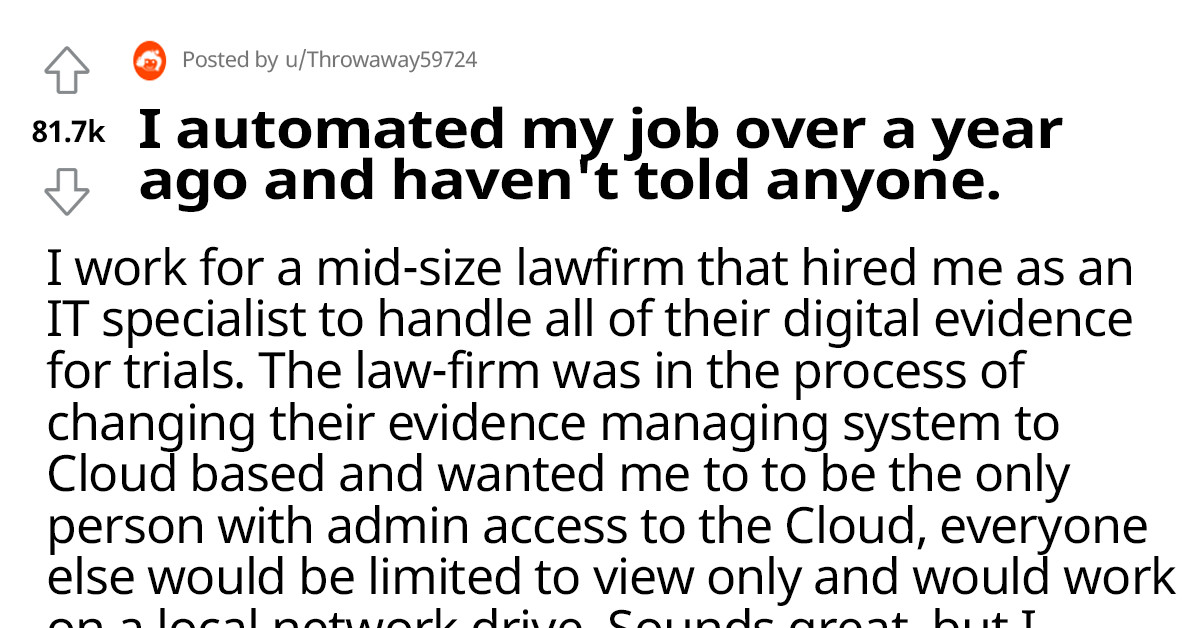 IT Guy Gets Paid 90K For A Job That He Does For Only 10 Minutes After Writing A Script That Automated His Entire Work