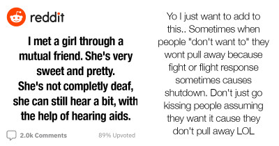 Man Asks Reddit If He Messed Up By Misreading The Signs And Kissing His Hearing Impaired Friend