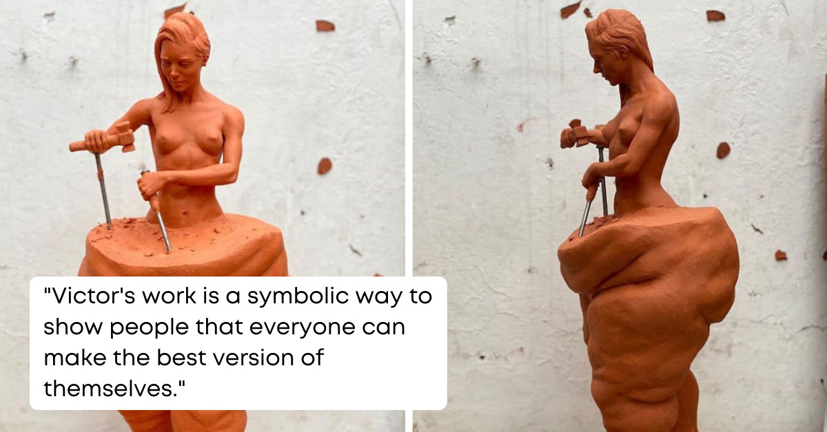 This Incredible Sculpture Represents A Man Sculpting The Ideal Figure Of His Own Body