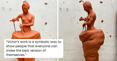 This Incredible Sculpture Represents A Man Sculpting The Ideal Figure Of His Own Body