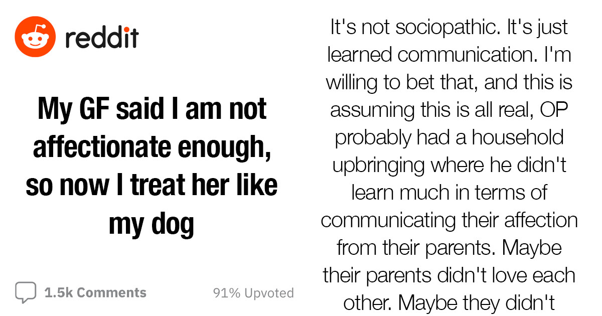 OP's Girlfriend Complains That She Needs More Affection From Him, He Compromises By Treating Her Like His Dog