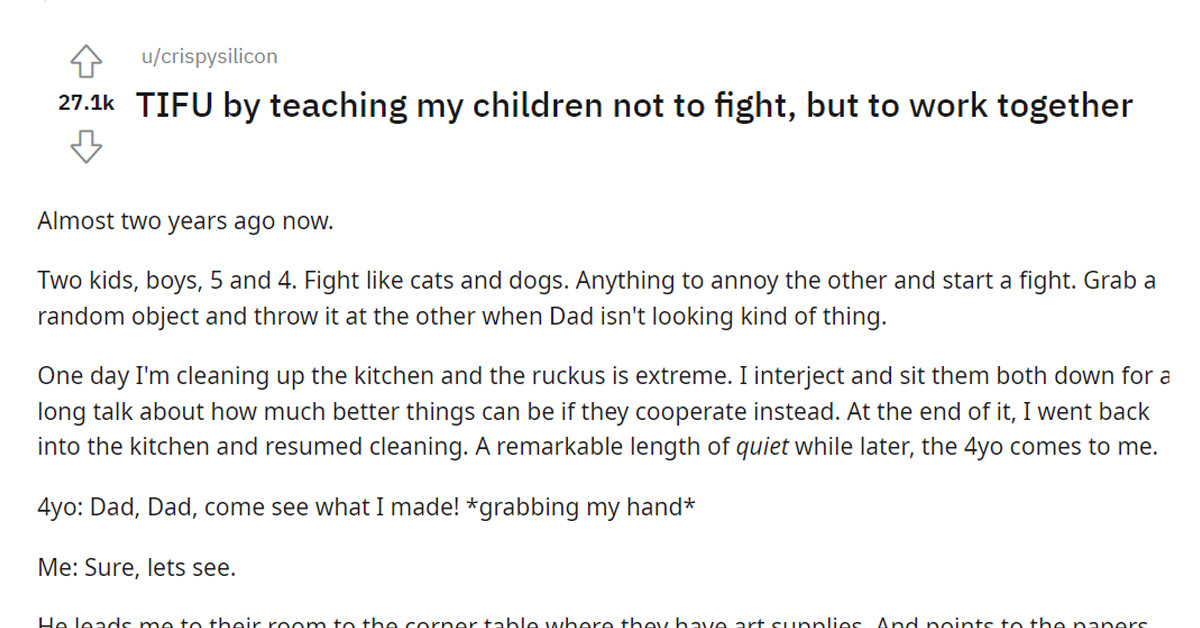 Dad Teaches Kids Not To Fight But Work Together, And It Backfires In An Absolutely Hilarious Way