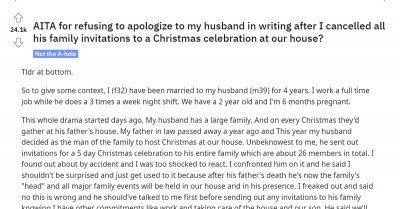 Woman Cancels a 5-Day Christmas Celebration For 26 People Her Husband Planned Without Asking Her, And Now She Asks If What She Did Was Wrong