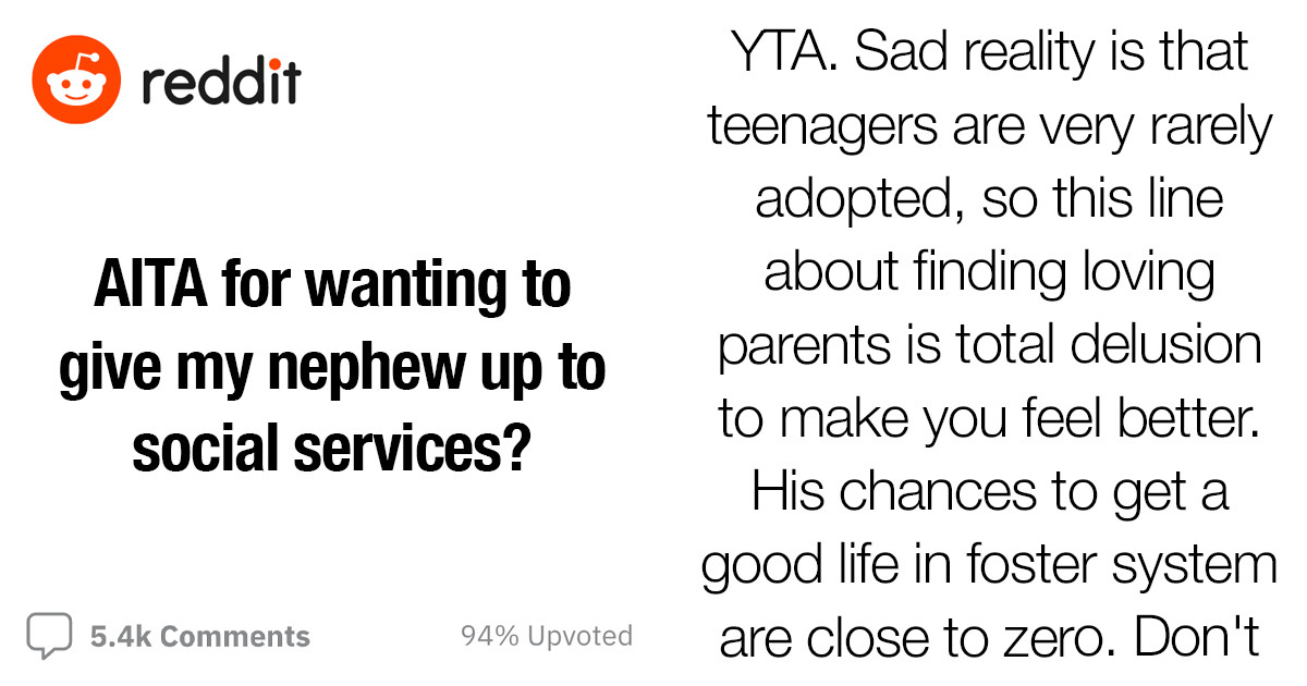Redditors Pass Their Verdict On A Woman Who Wants To Give Up Her Nephew To A Foster Home