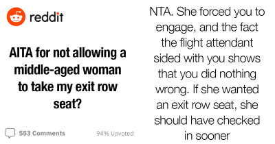 Middle-Aged Woman Busted Lying to the Flight Attendant to Get Teenager Out of the Seat She Wanted