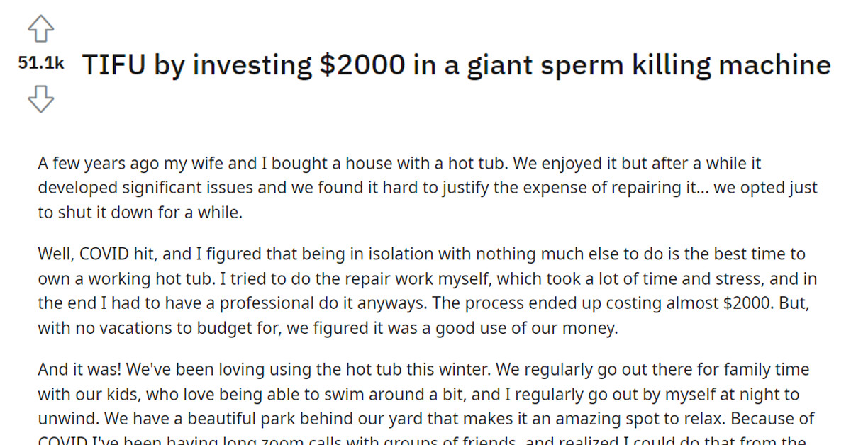 [TIFU] Dude Invests $2,000 In A Giant Sperm-Killing Machine, Instantly Regrets It