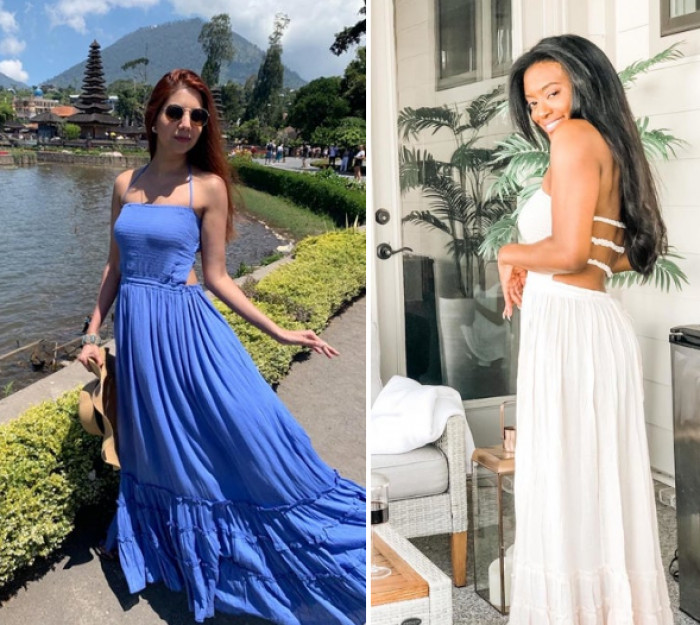 24. Elegance is what this open-back dress exudes.