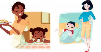 Illustrator Imagines Disney Princesses As Moms And The Artistic Result Is Entirely Relatable And Adorable