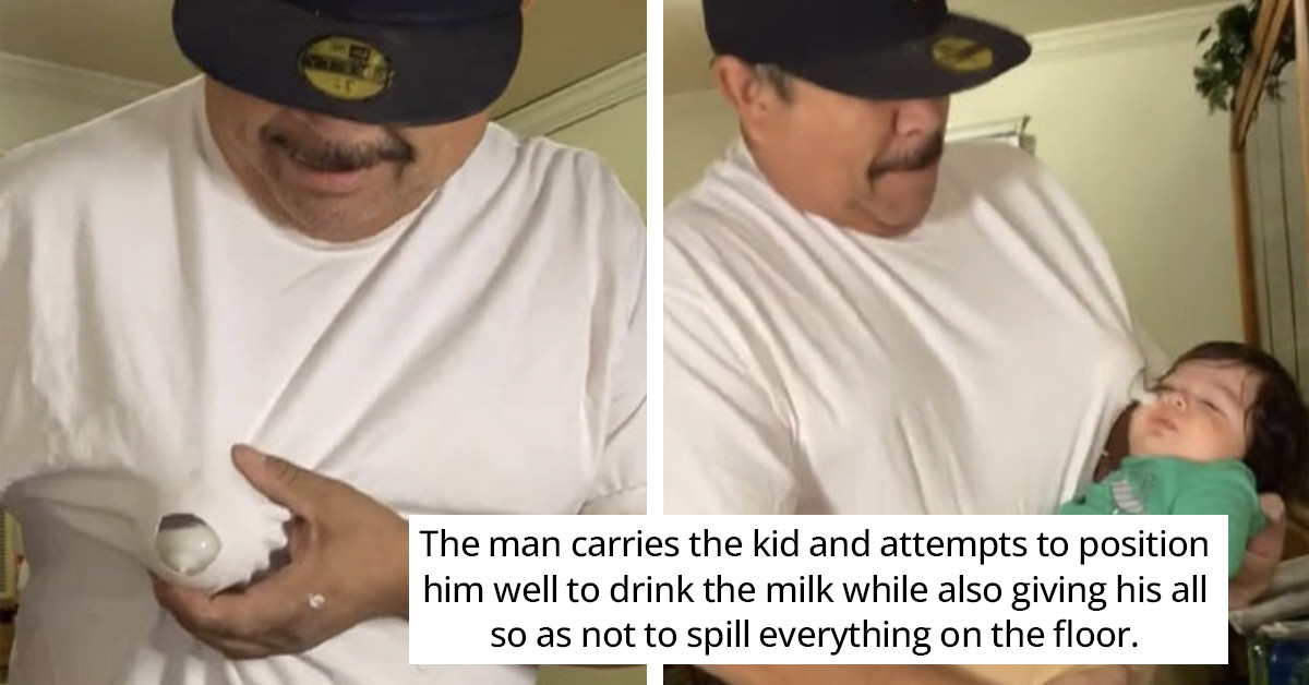 Wholesome Video of a Grandad Tricking a Baby into Drinking Out of a Bottle Has Gone Viral with Over 8M Views