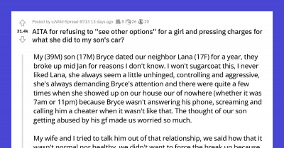 Responsible Dad Presses Charges Against His Son's Ex-Girlfriend for Vandalizing His Car