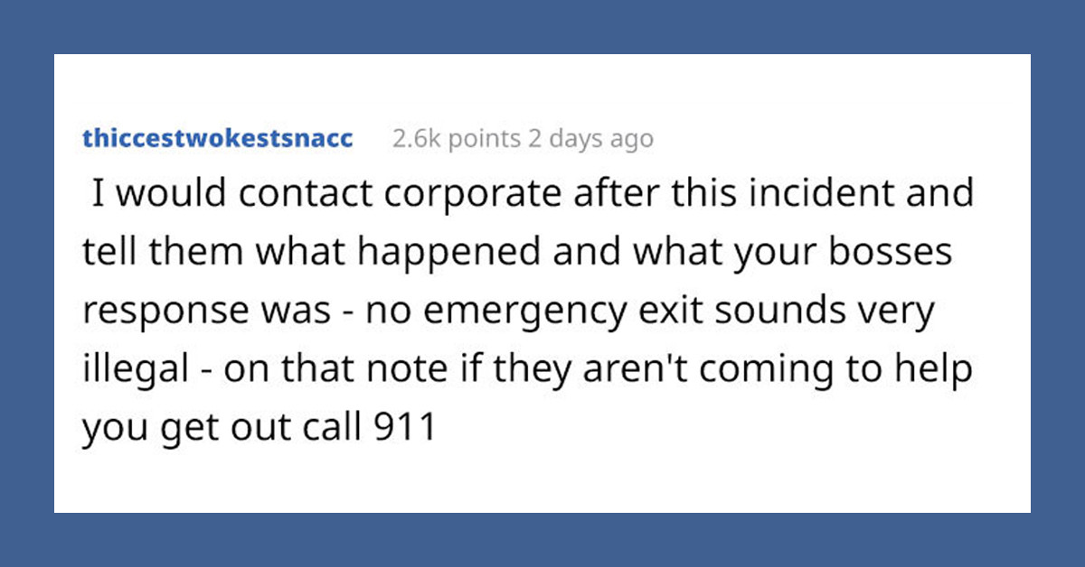 Employee Seeks Legal Advice After Calling 911 for Help When a Faulty Door at the Restaurant Trapped Him Inside for the Night