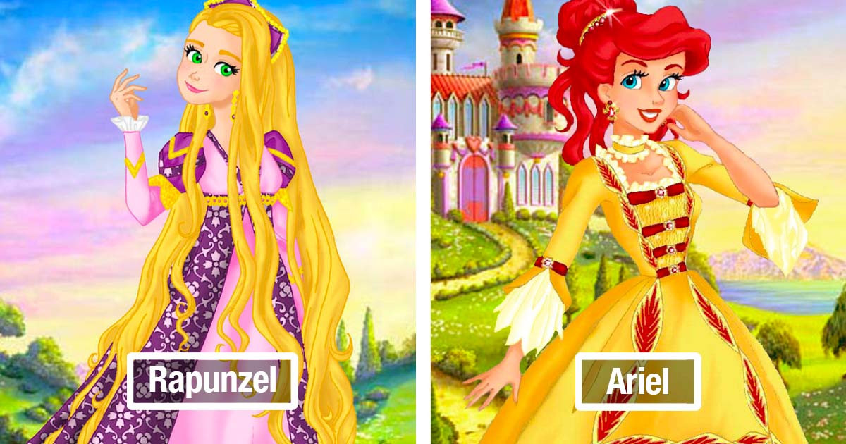 Artist Draws Disney Princesses Wearing Wonderful Luxury Dresses with Color Patterns That We Are Not Used to Seeing