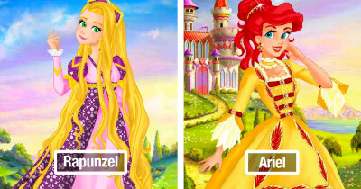 Artist Draws Disney Princesses Wearing Wonderful Luxury Dresses with Color Patterns That We Are Not Used to Seeing