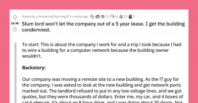 IT Guy Gets His Company Out Of A Five-Year Lease On Faulty Building By Calling In Inspections And Condemning It