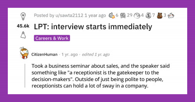 Guy Blows His Job Interview After Being Rude To The "Receptionist" Who Turns Out To Be The Hiring Manager