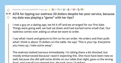Woman's Date Plays A Cruel Game With Their Waitress's Tip So She Decides To Tip Her Anyway And Cuts Ties With The Guy