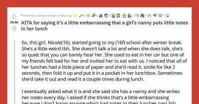 High School Student Gets Ridiculed For Having Lunch Notes From Her Nanny
