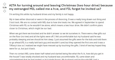Woman Gets Called Out For Throwing Tantrums And Leaving After Going To Her FIL's House Uninvited For Christmas