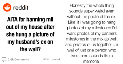 Mother-In-Law Gets Banned From Her Son's New Home After His New Wife Saw Her Hang A Wedding Photo Of Him and His Ex-Wife