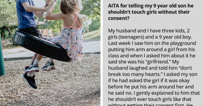 Mom Gives Her 9-Year-Old Son A Lecture About Consent After He Hugged A Girl And Her Husband Thinks She Took It Too Seriously