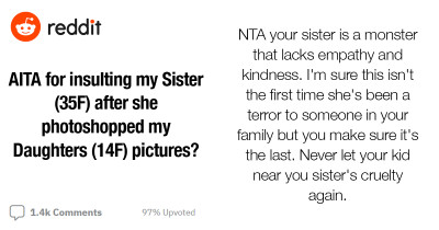 A Woman Photoshops Her Niece’s Picture With The Defence Of Making Her Look Better And The Reddit Community Comes Down Hard On Her