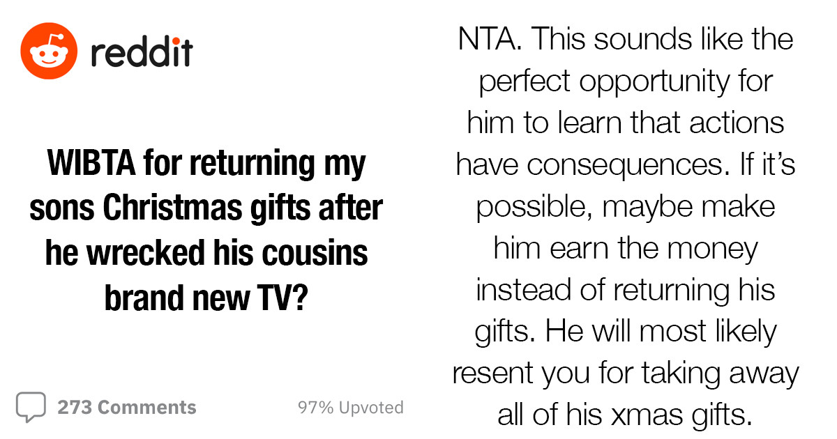 Parent Threatens To Return Sons’ Christmas Gifts As A Punishment