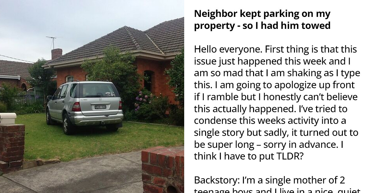 Moment Woman Tows Her Neighbor's Car After She Warned Them Not To Park In Her Driveway