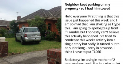 Moment Woman Tows Her Neighbor's Car After She Warned Them Not To Park In Her Driveway